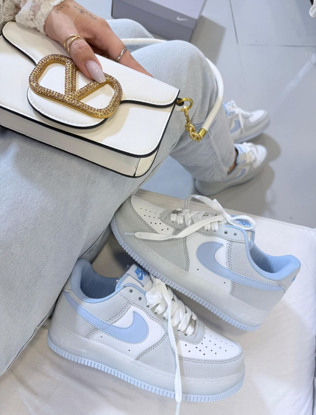 Air Force F1 Premium Branco/Cinza/Azul